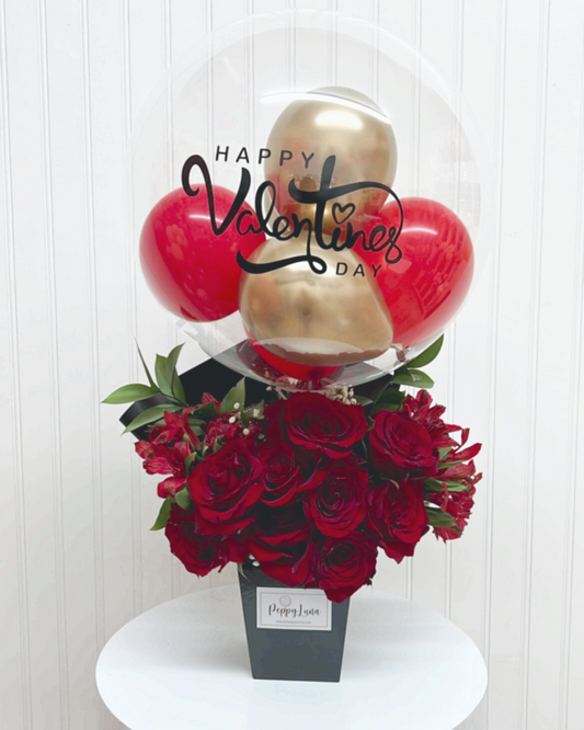 Red Bloom & Bubble Flower Arrangement