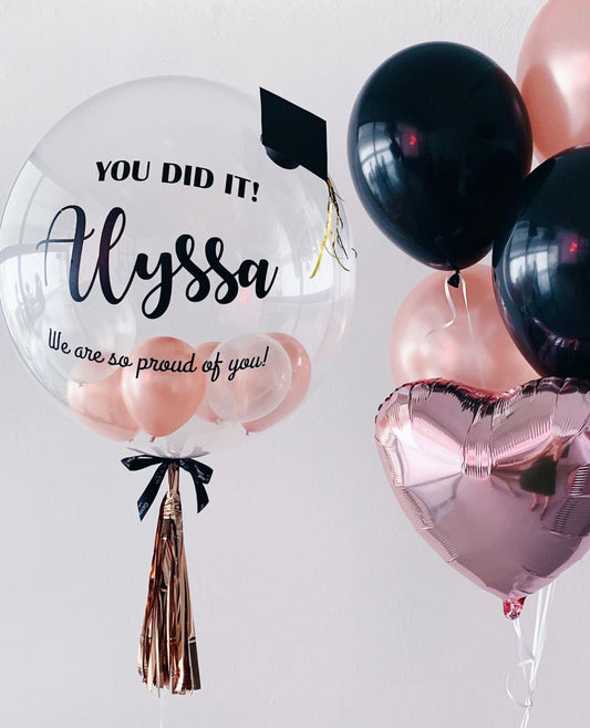 Rose Gold Grad Bubble Balloon Bundle