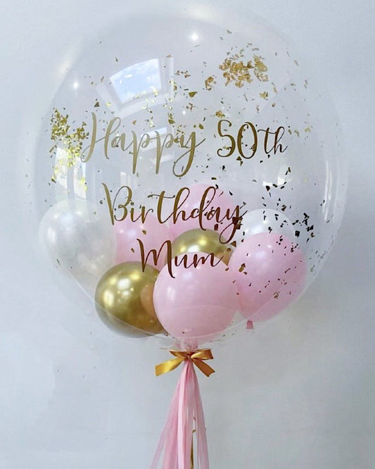 Pink and Gold Bubble Balloon