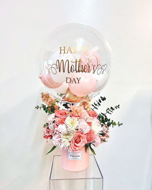 Mother's Day Pink Floral Bouquet with Balloon